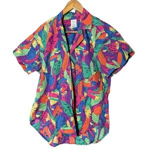 JG Hook Artsy Blouse‎ Multicolored Top 4 toucan Art to wear Vintage Unique